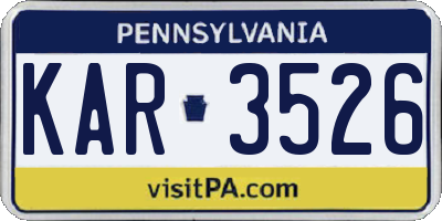 PA license plate KAR3526