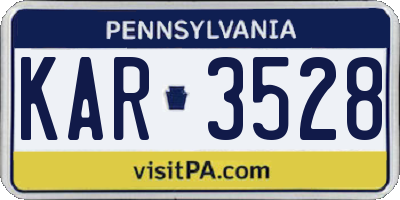 PA license plate KAR3528