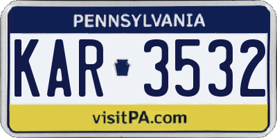 PA license plate KAR3532