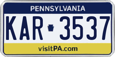 PA license plate KAR3537