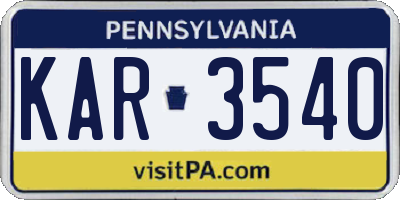 PA license plate KAR3540