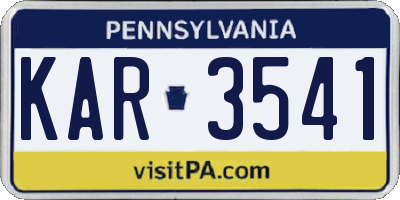 PA license plate KAR3541