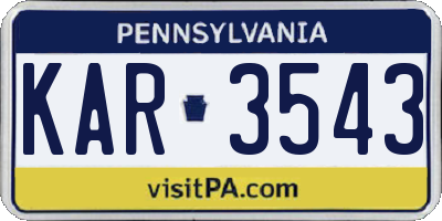 PA license plate KAR3543