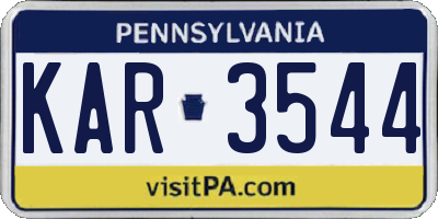 PA license plate KAR3544