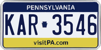 PA license plate KAR3546