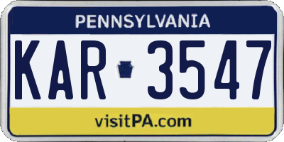 PA license plate KAR3547