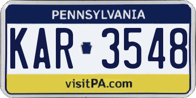 PA license plate KAR3548