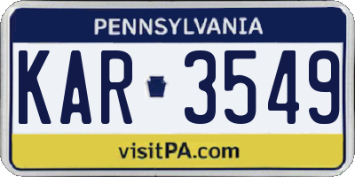 PA license plate KAR3549