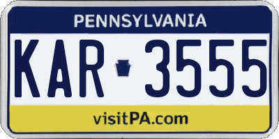 PA license plate KAR3555