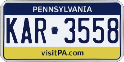 PA license plate KAR3558