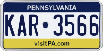 PA license plate KAR3566