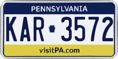 PA license plate KAR3572