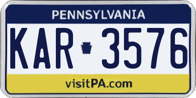 PA license plate KAR3576