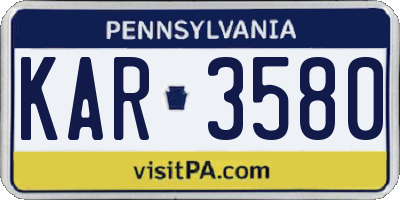PA license plate KAR3580