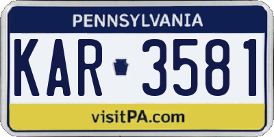 PA license plate KAR3581