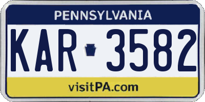 PA license plate KAR3582