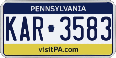 PA license plate KAR3583