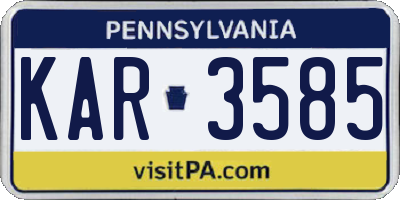 PA license plate KAR3585