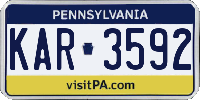 PA license plate KAR3592