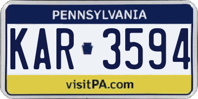 PA license plate KAR3594