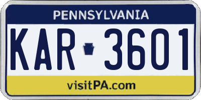 PA license plate KAR3601