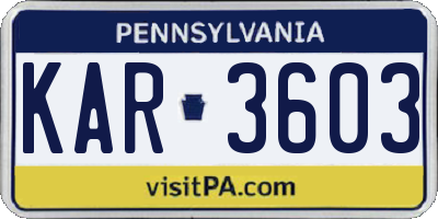 PA license plate KAR3603