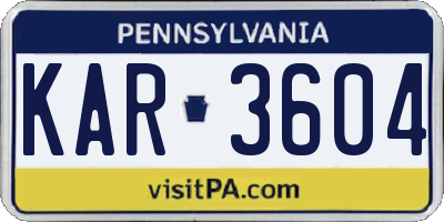 PA license plate KAR3604