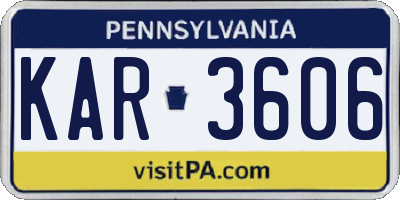 PA license plate KAR3606