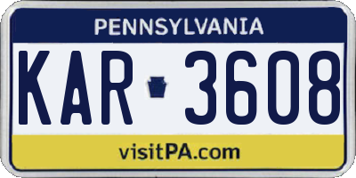 PA license plate KAR3608