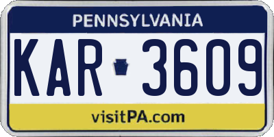 PA license plate KAR3609
