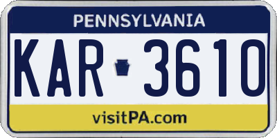 PA license plate KAR3610