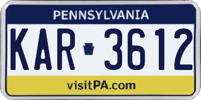 PA license plate KAR3612