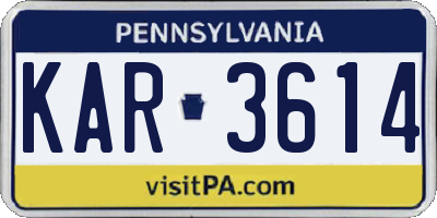 PA license plate KAR3614