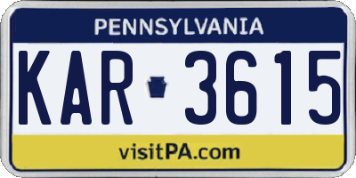 PA license plate KAR3615