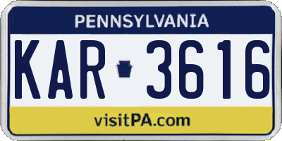 PA license plate KAR3616