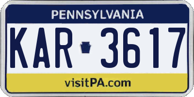 PA license plate KAR3617