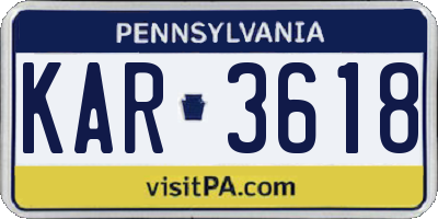 PA license plate KAR3618