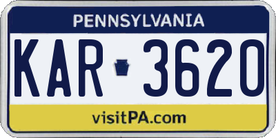 PA license plate KAR3620