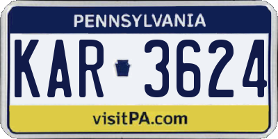 PA license plate KAR3624