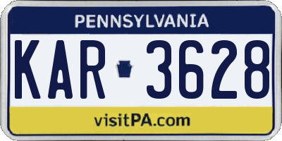 PA license plate KAR3628