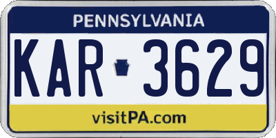 PA license plate KAR3629