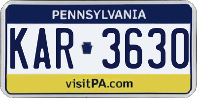 PA license plate KAR3630