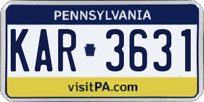 PA license plate KAR3631