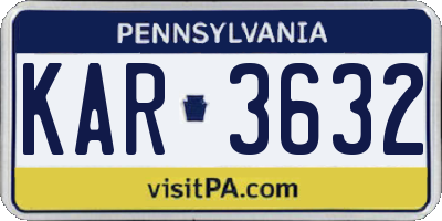 PA license plate KAR3632