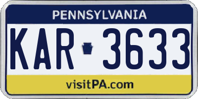 PA license plate KAR3633