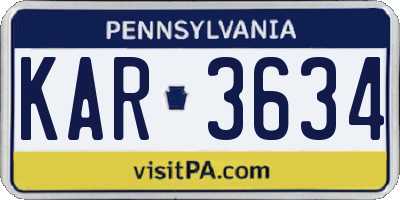 PA license plate KAR3634