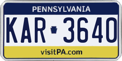 PA license plate KAR3640