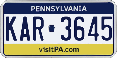 PA license plate KAR3645