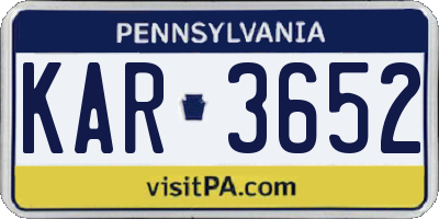 PA license plate KAR3652