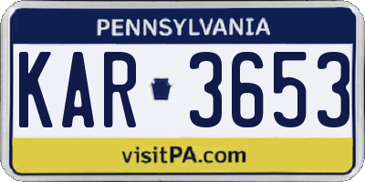 PA license plate KAR3653